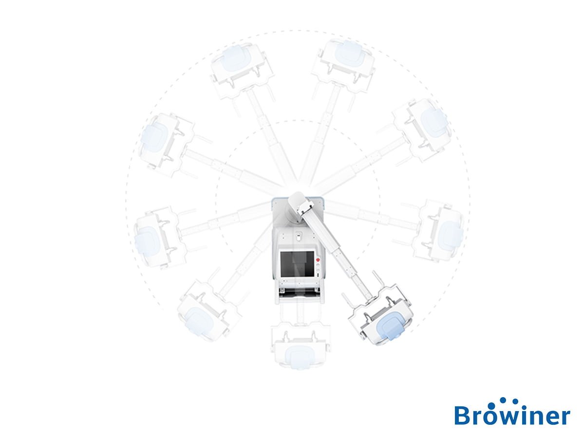 Equipo para Imágenes diagnósticas  Rayos-X portátil mobile sparkler de la marca Browiner. Comercializado en Colombia por B&E Ingeniería Médica.